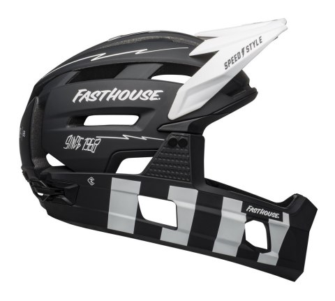 Kask full face BELL SUPER AIR R SPHERICAL matte black white fasthouse roz. L (59-63 cm) (NEW 2025)