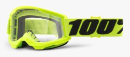 Gogle 100% STRATA 2 JUNIOR FLUO YELLOW (Szyba Przezroczysta Anti-Fog, LT 88%-92%) (WYPRZEDAŻ -50%)