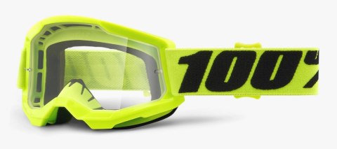 Gogle 100% STRATA 2 JUNIOR FLUO YELLOW (Szyba Przezroczysta Anti-Fog, LT 88%-92%) (WYPRZEDAŻ -50%)