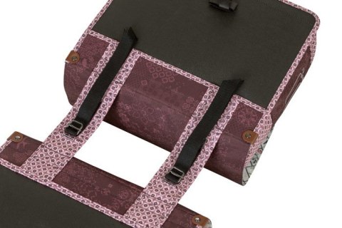 Sakwa podwójna BASIL BOHEME DOUBLE PANNIER BAG 35L Universal Bridge System, wodoodporna fig red (WYPRZEDAŻ -50%)