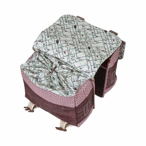 Sakwa podwójna BASIL BOHEME DOUBLE PANNIER BAG 35L Universal Bridge System, wodoodporna fig red (WYPRZEDAŻ -50%)