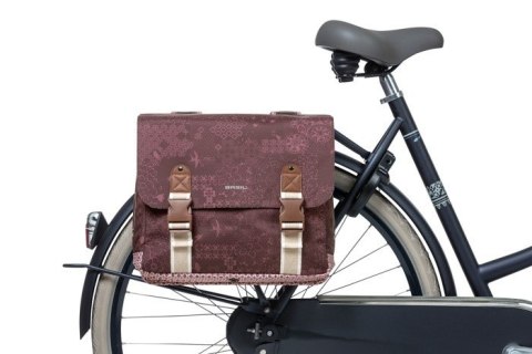 Sakwa podwójna BASIL BOHEME DOUBLE PANNIER BAG 35L Universal Bridge System, wodoodporna fig red (WYPRZEDAŻ -50%)