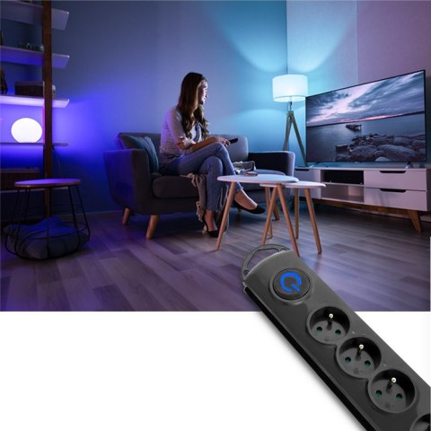 Qoltec Listwa zasilająca antyprzepięciowa | 6 gniazd | 3m | Czarna