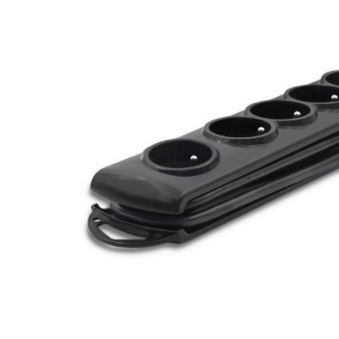 Qoltec Listwa zasilająca antyprzepięciowa | 6 gniazd | 3m | Czarna