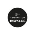 Qoltec Zasilacz do laptopa HP 65W | 19.5V | 3.33A | 4.5*3.0+pin | +kabel zasilający