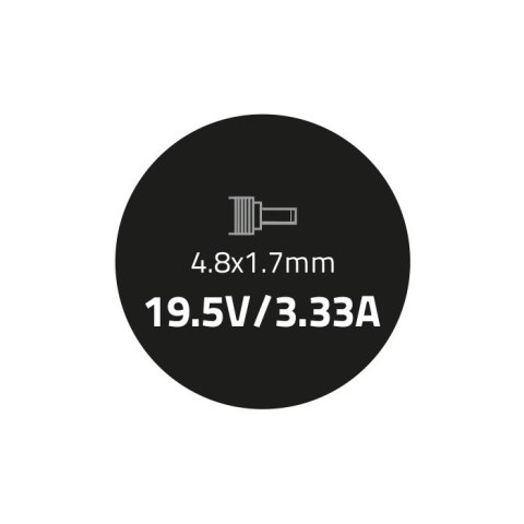 Qoltec Zasilacz do laptopa HP 65W | 19.5V | 3.33A | 4.8*1.7 | +kabel zasilający