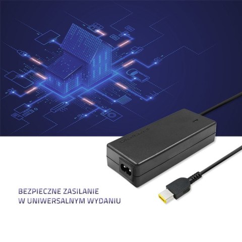 Qoltec Zasilacz do laptopa Lenovo 65W | 20V | 3.25A | Slim tip+pin | +kabel zasilający