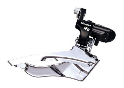 Przerzutka Przednia MICROSHIFT R8, 8.rzędowa(3x8), Kompatybilna z Shimano, Mocowanie Obejma, Zęby Górne 50T, Pojemność 20T (DWZ)