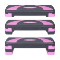 Step do aerobiku i ćwiczeń fitness, 3 stopnie, 78cm, szaro-fioletowy, REBEL ACTIVE
