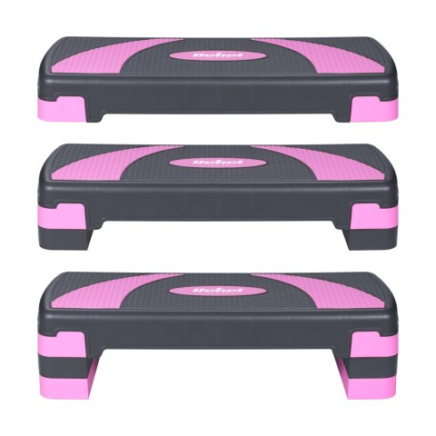 Step do aerobiku i ćwiczeń fitness, 3 stopnie, 78cm, szaro-fioletowy, REBEL ACTIVE