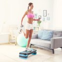 Step do aerobiku i ćwiczeń fitness, 3 stopnie, 78cm, szaro-niebieski, REBEL ACTIVE