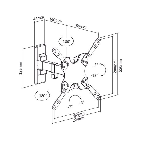 Uchwyt naścienny uniwersalny do LED TV (13-42") regulacja w pionie i poziomie