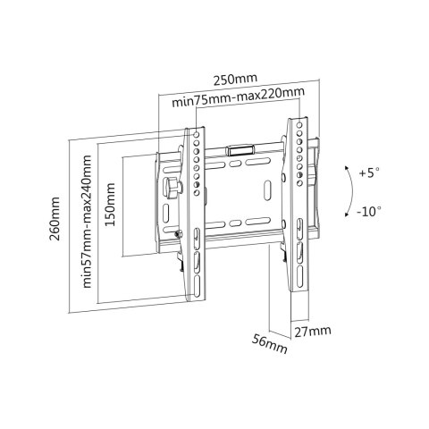 Uchwyt naścienny uniwersalny do LED TV (23-42") LP42-22DT regulacja w pionie