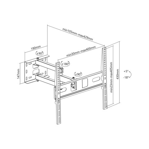 Uchwyt naścienny uniwersalny do LED TV (32-55") regulacja w pionie i poziomie