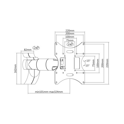 Uchwyt ścienny do TV 23-43" czarny LCD-UCH0042