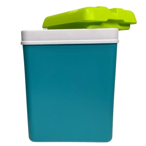 Lodówka turystyczna 15L KAMAI EDA na wkłady mrożące, turkusowa z białą rączką i zieloną pokrywą, pojemność