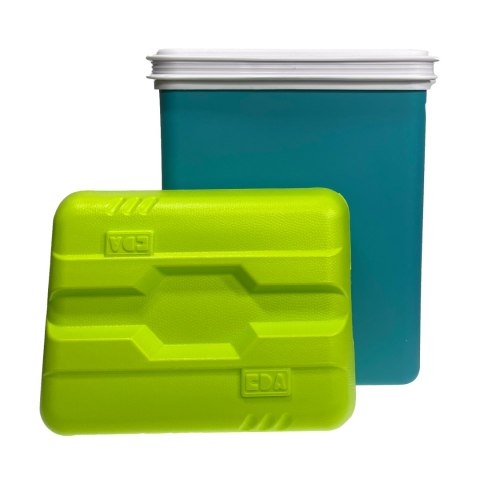 Lodówka turystyczna 15L KAMAI EDA na wkłady mrożące, turkusowa z białą rączką i zieloną pokrywą, pojemność