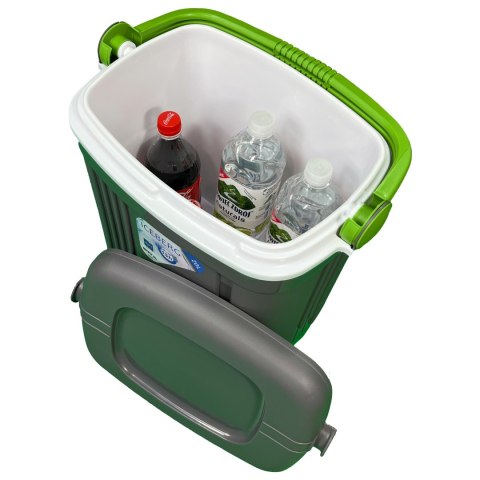 Lodówka turystyczna 20L KAMAI ICEBERG na wkłady mrożące, ciemno-szara z zieloną rączką