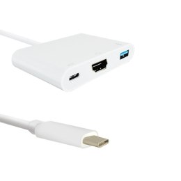 Qoltec Hub Adapter USB-C 3.1 3w1 | USB 3.0 | HDMI 4K | USB-C 3.1 PD 100W