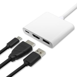 Qoltec Hub Adapter USB-C 3.1 3w1 | USB 3.0 | HDMI 4K | USB-C 3.1 PD 100W