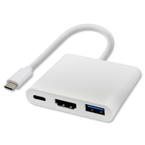 Qoltec Hub Adapter USB-C 3.1 3w1 | USB 3.0 | HDMI 4K | USB-C 3.1 PD 100W