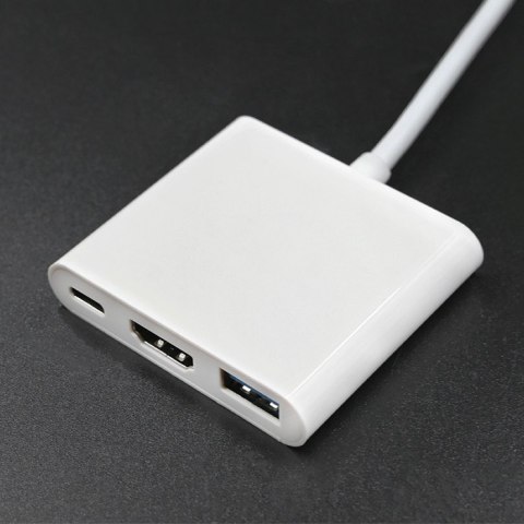 Qoltec Hub Adapter USB-C 3.1 3w1 | USB 3.0 | HDMI 4K | USB-C 3.1 PD 100W