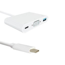 Qoltec Hub Adapter USB-C 3.1 3w1 | USB 3.0 | VGA | USB-C 3.1 PD 92W