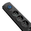 Qoltec Listwa zasilająca antyprzepięciowa | 4 gniazda | 2.5m | Czarna