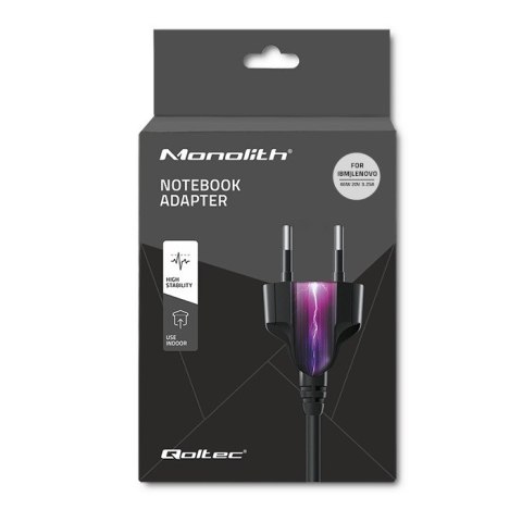 Qoltec Zasilacz do laptopa IBM Lenovo 65W | 20V | 3.52A | 7.9*5.5+pin | +kabel zasilający