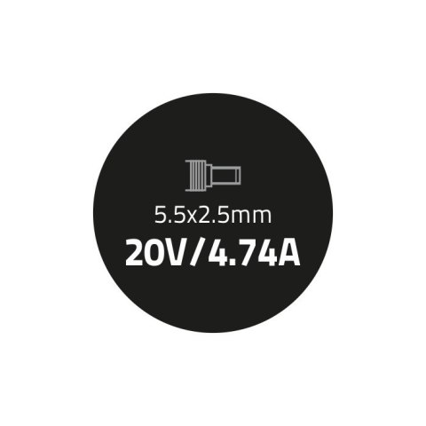 Qoltec Zasilacz do laptopa IBM Lenovo 90W | 20V | 4.74A | 5.5*2.5 | +kabel zasilający