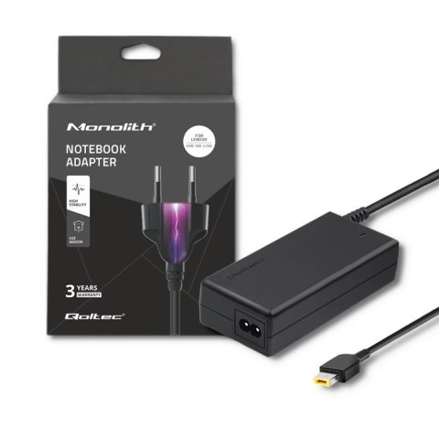 Qoltec Zasilacz do laptopa Lenovo 45W | 20V | 2.25A | Slim tip+pin | +kabel zasilający