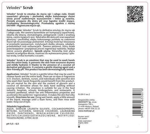 MEDISEPT VELODES SCRUB 500 ml Antybakteryjna emulsja do higienicznego mycia rąk