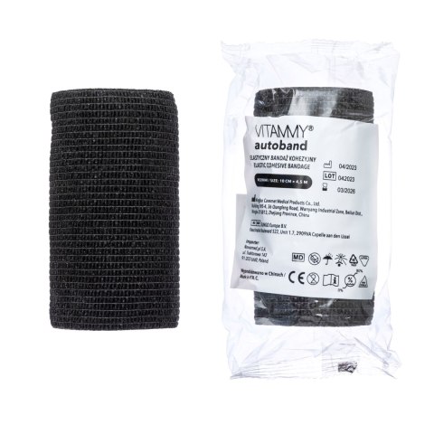 VITAMMY AUTOBAND CZARNY 10cm x 450cm Elastyczny bandaż kohezyjny samoprzylepny