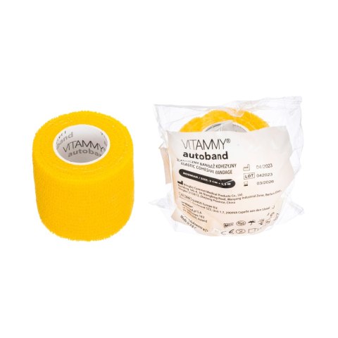 VITAMMY AUTOBAND ŻÓŁTY 5cm x 450cm Elastyczny bandaż kohezyjny samoprzylepny