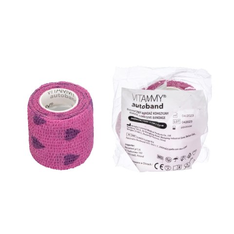 VITAMMY AUTOBAND SERDUSZKA FIOLET 5cmx450cm Elastyczny bandaż kohezyjny samoprzylepny