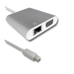 Qoltec Hub Adapter USB-C 3.1 4w1 | USB 3.0 | VGA | RJ45 | USB-C PD 92W