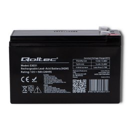 Qoltec Akumulator AGM | 12V | 9Ah | Bezobsługowy | Wydajny | LongLife | do UPS, security