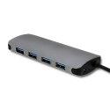 Qoltec Hub Adapter USB-C 3.1 5w1 | 4x USB 3.0 | DC