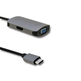 Qoltec Hub Adapter USB-C 3.1 2w1 | HDMI 4K | VGA