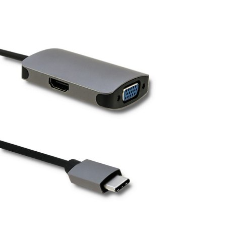 Qoltec Hub Adapter USB-C 3.1 2w1 | HDMI 4K | VGA