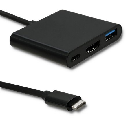 Qoltec Hub Adapter USB-C 3.1 3w1 | USB 3.0 | HDMI 4K | USB-C 3.1 PD 100W