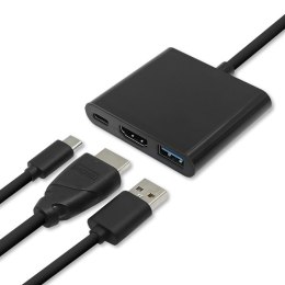 Qoltec Hub Adapter USB-C 3.1 3w1 | USB 3.0 | HDMI 4K | USB-C 3.1 PD 100W