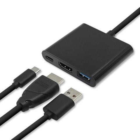 Qoltec Hub Adapter USB-C 3.1 3w1 | USB 3.0 | HDMI 4K | USB-C 3.1 PD 100W