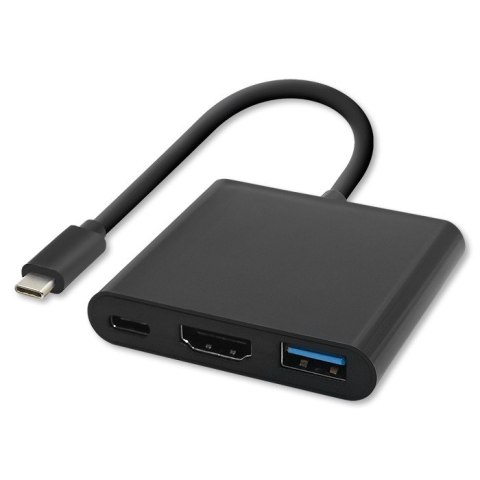 Qoltec Hub Adapter USB-C 3.1 3w1 | USB 3.0 | HDMI 4K | USB-C 3.1 PD 100W