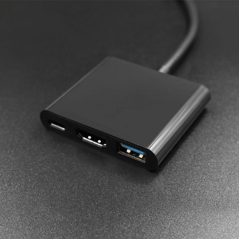 Qoltec Hub Adapter USB-C 3.1 3w1 | USB 3.0 | HDMI 4K | USB-C 3.1 PD 100W
