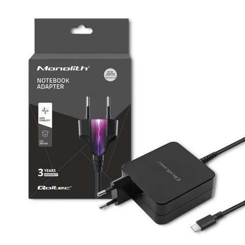 Qoltec Ładowarka sieciowa 90W | 20.3V | 4.5A | USB typ C | Laptop | Smartfon