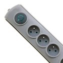 Qoltec Listwa zasilająca antyprzepięciowa | 4 gniazda | 2.5m | Szara