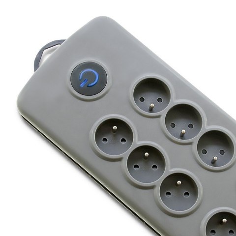 Qoltec Listwa zasilająca antyprzepięciowa | 8 gniazd | 2.5m | Szara