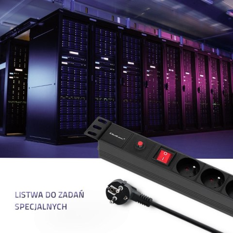 Qoltec Listwa zasilająca PDU antyprzeciążeniowa do RACK 19" | 1U | 16A | 6xFRENCH | 2m