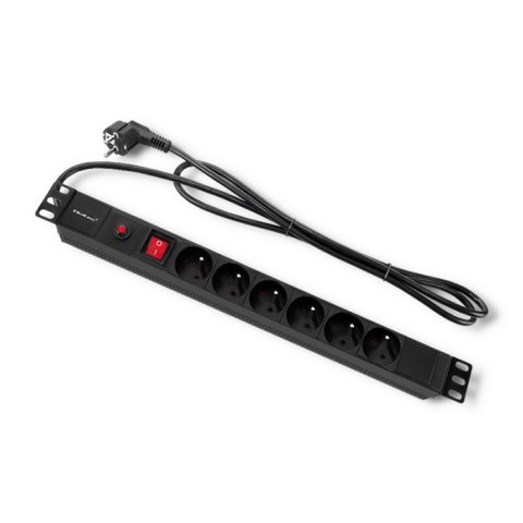 Qoltec Listwa zasilająca PDU antyprzeciążeniowa do RACK 19" | 1U | 16A | 6xFRENCH | 2m